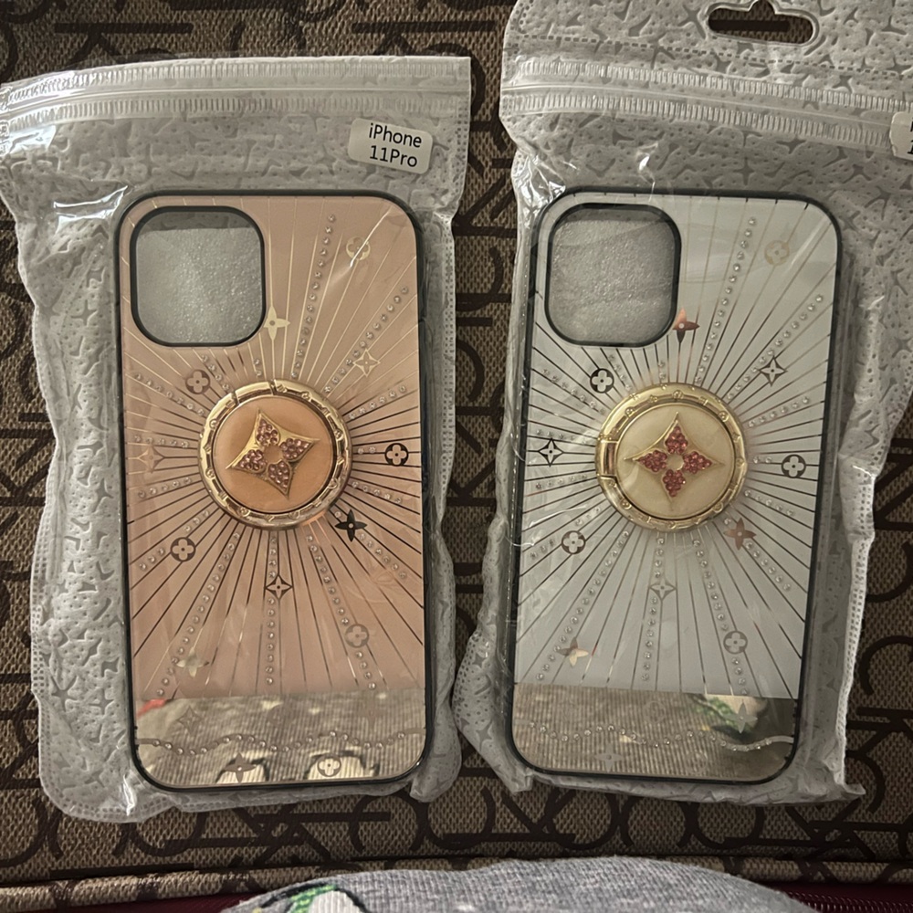 iPhone 11 Pro FULL BLING hard shell case + lanyard x2
